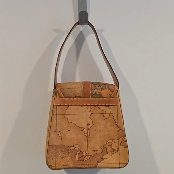 Alviero Martini| 1 Classe |Leather Vintage Map Print Purse | Limited Style - Picture 5 of 14